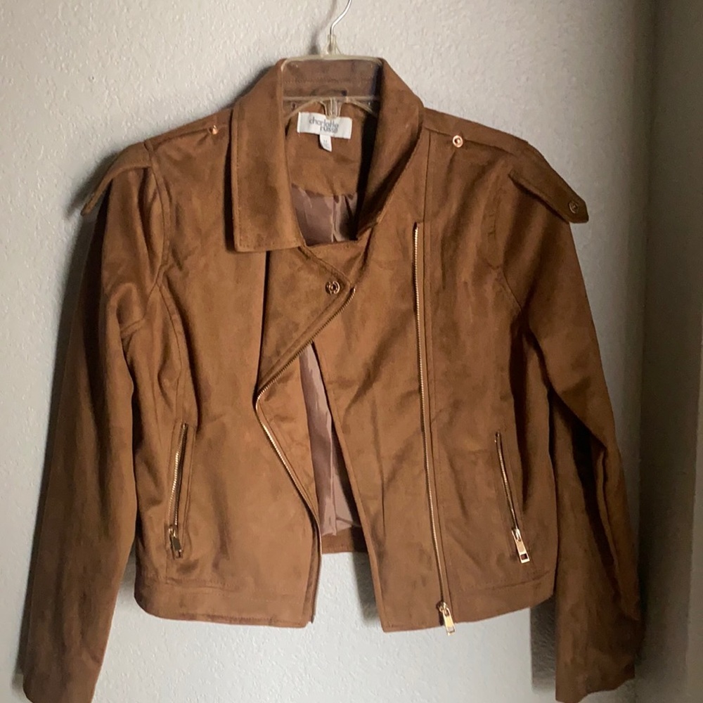 Faux suede brown women’s jacket.